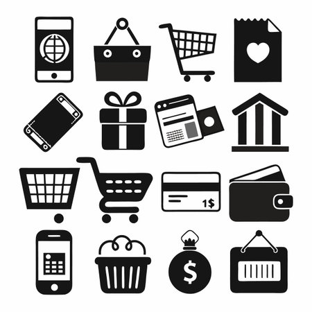 Black Filled Icons Setのイラスト素材