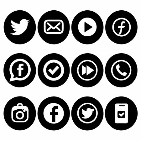 Black Filled Icons Setのイラスト素材