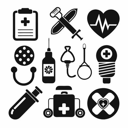 Black Filled Icons Setのイラスト素材