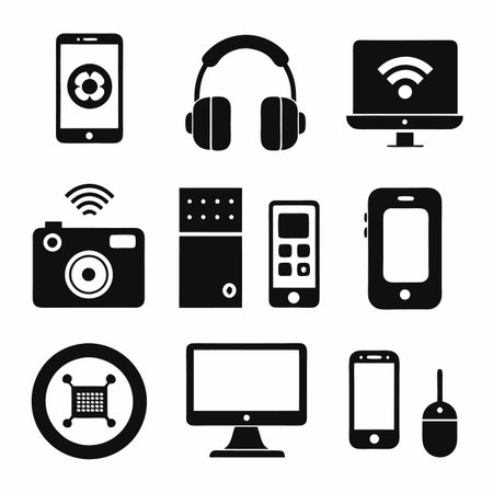 Black Filled Icons Setのイラスト素材