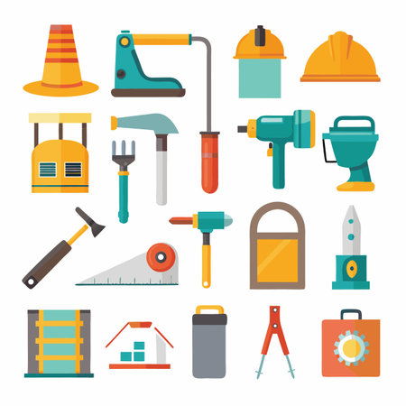 Construction and Tools Icons setのイラスト素材
