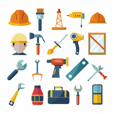 Construction and Tools Icons setのイラスト素材