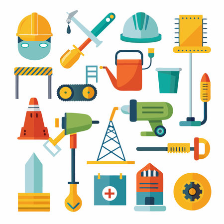 Construction and Tools Icons setのイラスト素材