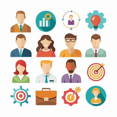 Business or organization management icon setのイラスト素材