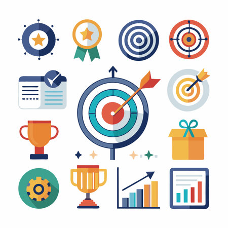 Business or organization management icon setのイラスト素材