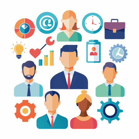 Business or organization management icon setのイラスト素材