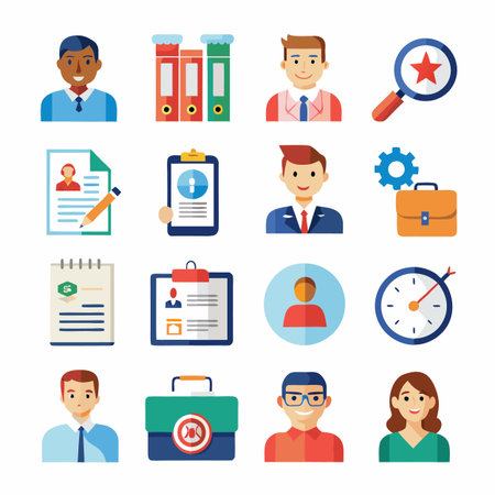 Business or organisation management icon setのイラスト素材