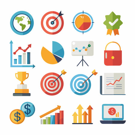 Business or organisation management icon setのイラスト素材