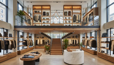 Luxury Store Interior Design with Elegant Decoration Background