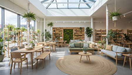 Luxury Store Interior Design with Elegant Decoration Background