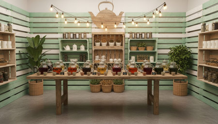 Luxury Store Interior Design with Elegant Decoration Background
