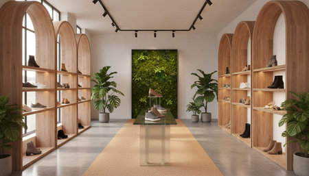 Luxury Store Interior Design with Elegant Decoration Backgroundの写真素材