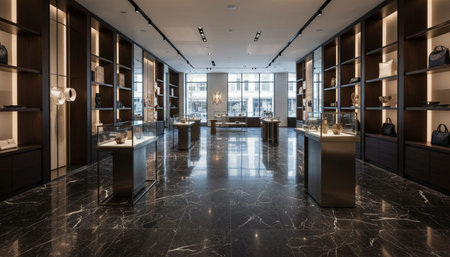 Luxury Store Interior Design with Elegant Decoration Background