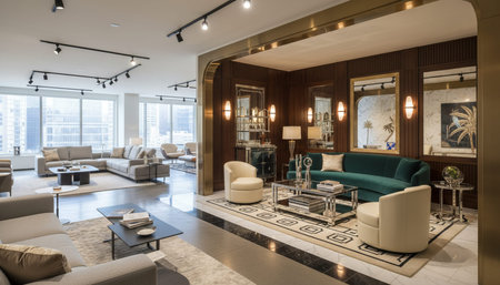 Luxury Store Interior Design with Elegant Decoration Background