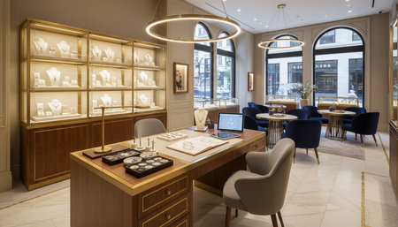 Luxury Store Interior Design with Elegant Decoration Background