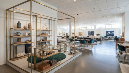 Luxury Store Interior Design with Elegant Decoration Background