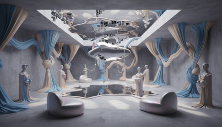 Luxury Store Interior Design with Elegant Decoration Background
