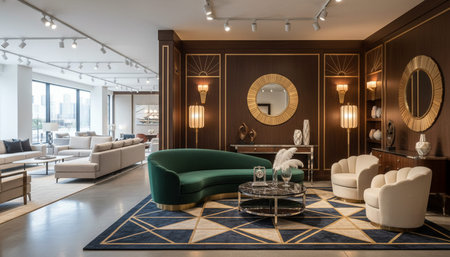 Luxury Store Interior Design with Elegant Decoration Background