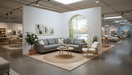 Luxury Store Interior Design with Elegant Decoration Background