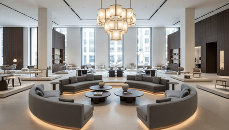 Luxury Store Interior Design with Elegant Decoration Background