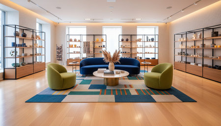 Luxury Store Interior Design with Elegant Decoration Backgroundの写真素材