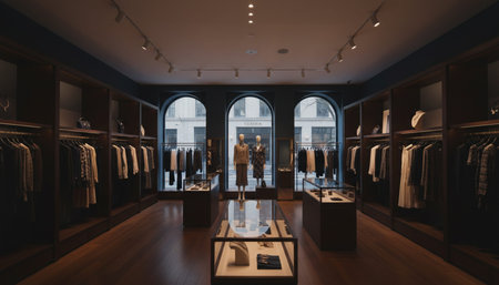 Luxury Store Interior Design with Elegant Decoration Backgroundの写真素材