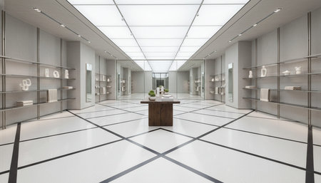 Luxury Store Interior Design with Elegant Decoration Background