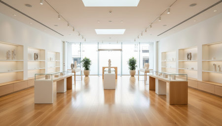 Luxury Store Interior Design with Elegant Decoration Background