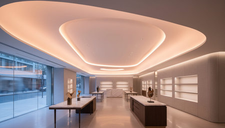 Luxury Store Interior Design with Elegant Decoration Background