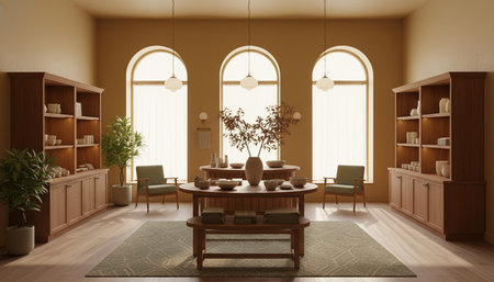 Luxury Store Interior Design with Elegant Decoration Background