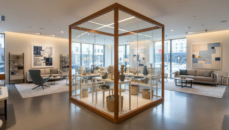 Luxury Store Interior Design with Elegant Decoration Background
