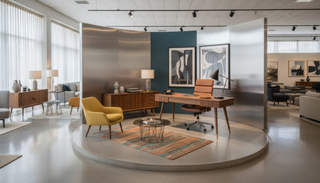 Luxury Store Interior Design with Elegant Decoration Background