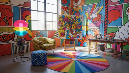 Contemporary Living Room Colorful Interior Decor