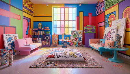 Contemporary Living Room Colorful Interior Decor