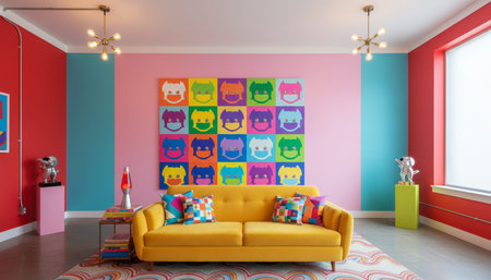 Contemporary Living Room Colorful Interior Decor