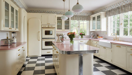 Luxury modern kitchen interior design with elegant furniture and natural lighting.