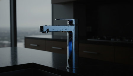 Luxury modern kitchen interior design with elegant furniture and natural lighting.