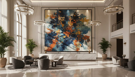 Luxury grand interior architecture featuring ornate ceilings, indoor swimming pools, and lush...
