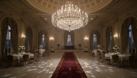 Luxury grand interior architecture featuring ornate ceilings, indoor swimming pools, and lush...