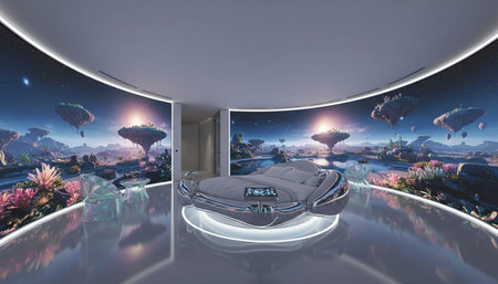 Luxury grand interior architecture featuring ornate ceilings, indoor swimming pools, and lush...