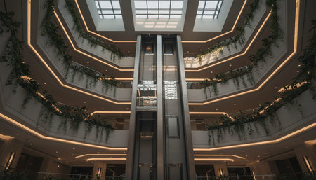 Luxury grand interior architecture featuring ornate ceilings, indoor swimming pools, and lush...