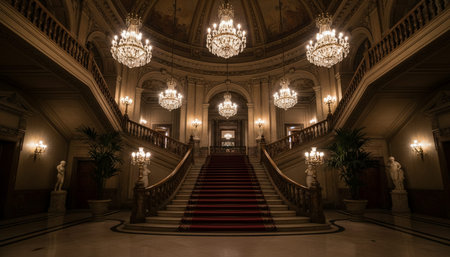 Luxury grand interior architecture featuring ornate ceilings, indoor swimming pools, and lush...