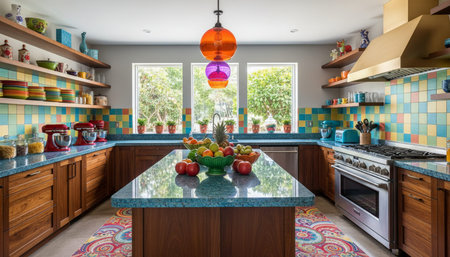 Luxury modern kitchen interior design with elegant furniture and natural lighting.