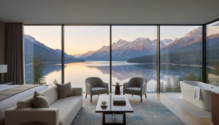 Luxury grand interior architecture featuring ornate ceilings, indoor swimming pools, and lush...