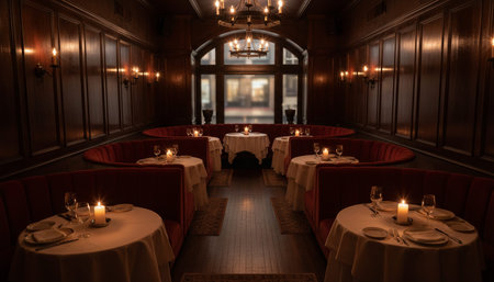 Luxury restaurant and bar interior design with opulent dining halls, elegant furniture, and...