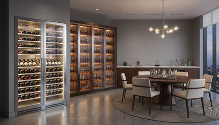 Luxury restaurant and bar interior design with grand dining halls, elegant furniture, and...