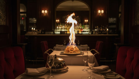 Luxury restaurant and bar interior design with opulent dining halls, elegant furniture, and...