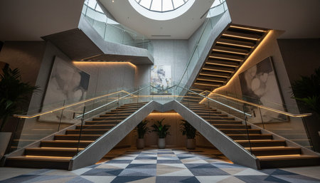 Luxury grand interior architecture featuring ornate ceilings, indoor swimming pools, and lush...