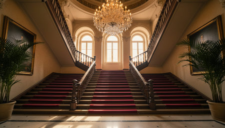 Luxury grand interior architecture featuring ornate ceilings, indoor swimming pools, and lush...