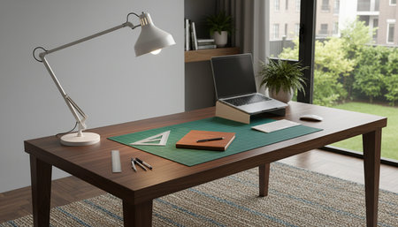 Modern professional home office workspace and contemporary desk setup interior.